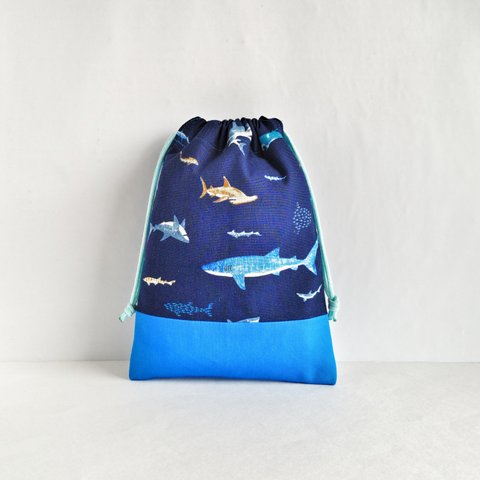 20×15   コップ袋  巾着　サメ　リターンズ