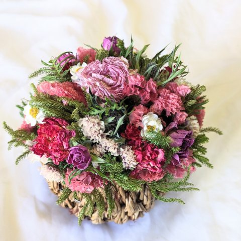 「早割」​​​​​​sweet pink&red flower basket ドライフラワー　母の日ギフト