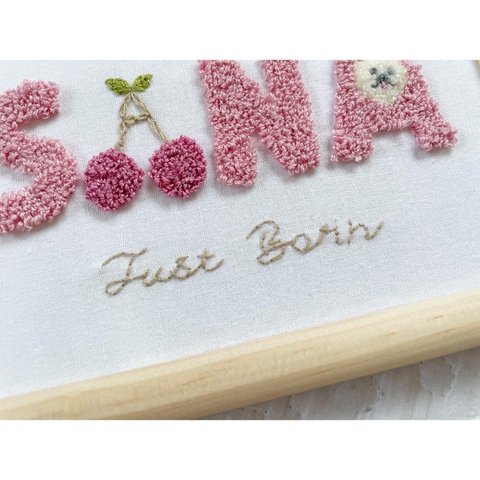 ネームボード　バースボード　命名書　刺繍命名書　ニューボーン　ジャストボーン