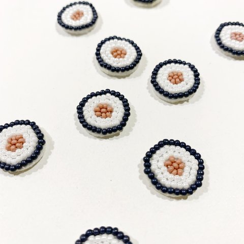 【4pcs navy #2-13】ビーズ刺繍miniカボション