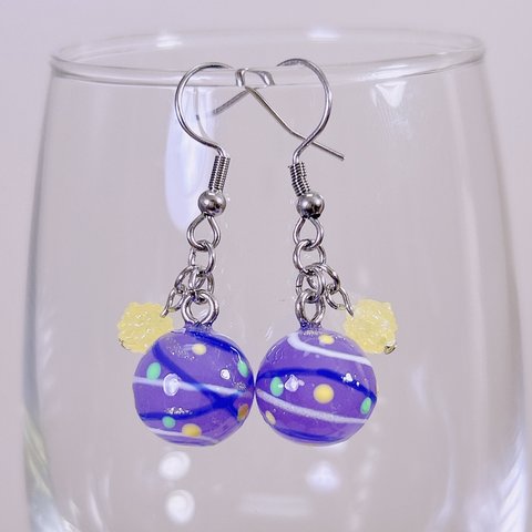 4753.ヨーヨー＆こんぺいとうピアス [[パステルパープル]] ヨーヨーピアス/ヨーヨーイヤリング/水風船/浴衣/夏祭り