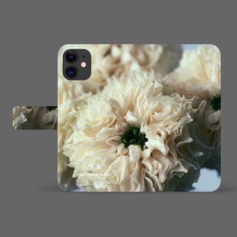 smartphone case FLIP CASE #064 <white flower>