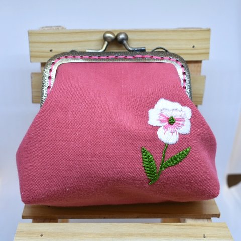 ビオラのワンポイント刺繍がま口(小)