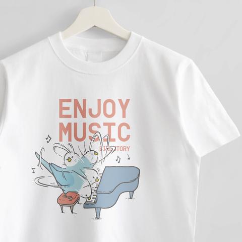 Tシャツ（ENJOY MUSIC / ピアニスト / セキセイインコ / ブルー / A）