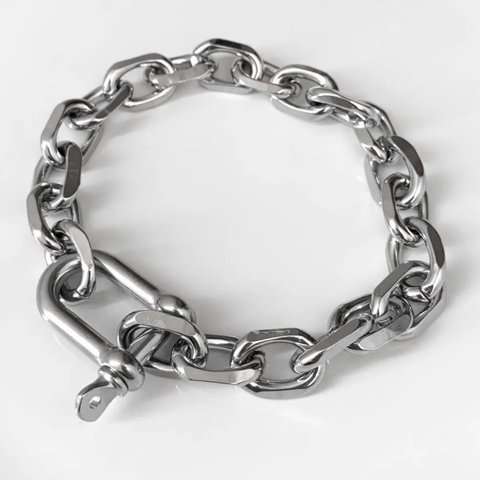 【eve】chain  bracelet 　U型ロックブレスレット　角型　チェーン　11mm シルバー