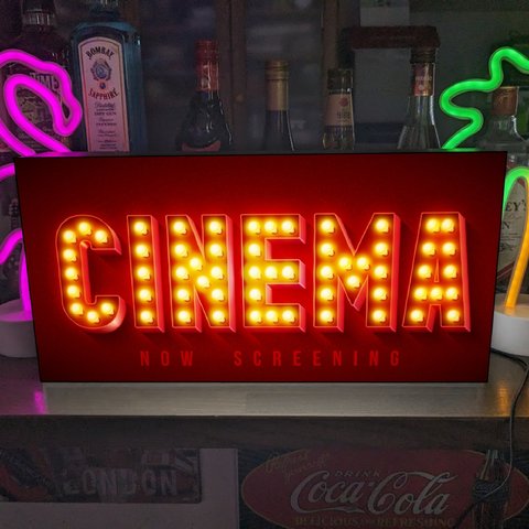 立体に見える【Lサイズ】映画の時間 CINEMA 映画 映画館 上映中 シネマ シアター ムービー ホームシアター シネコン 店舗 自宅 パーティー イベント 看板 置物 雑貨 ライトBOX