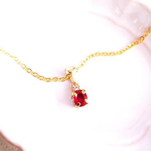 - petit - k18+k18gp Diamond ＆ Ruby Pendant Top