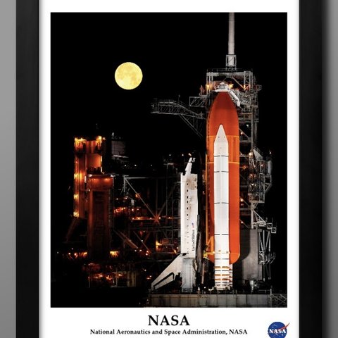 1-0203■A3アートポスター『NASA　宇宙　スペースシャトル　ロケット　月』絵画/イラスト/デザイン/上級マット紙採用