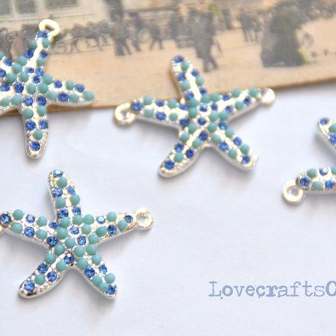 blue starfish*コネクター*パーツ*ヒトデ*パール*コネクター