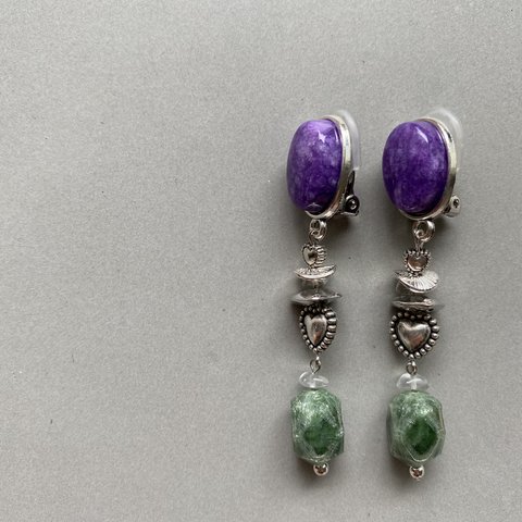 #022 purple×green earring