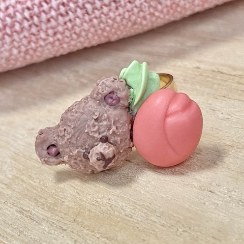 テディクッキーとチューリップ　リング　 赤