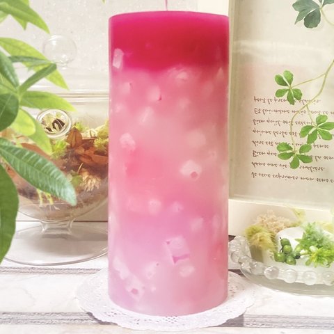 Φ6.7cm×H15cm ペタルキャンドル (フランボワーズ) № 000679 /Gradation Candle