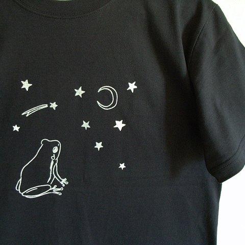 カエルさんTシャツ　星に願いを☆【ネイビー】