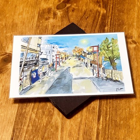 風景イラスト「浅草観光」ポストカード2枚セット