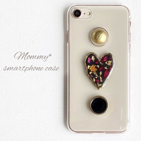 【iPhone13シリーズ対応】〈black〉Heart × Rose スマホケース/iPhoneケース