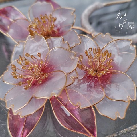 硝子桜のかんざし（hair ornaments of blossom）