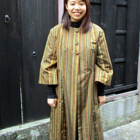 着物リメイク　紬のコート　