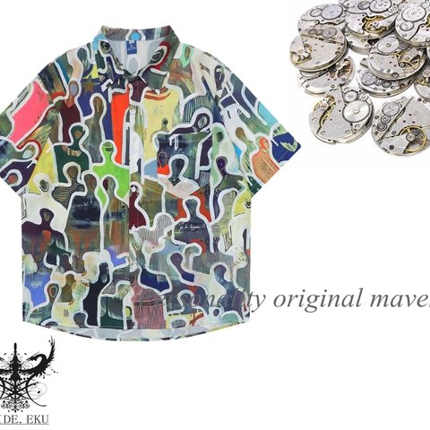 ヴィンテージラペルルースオールオーバープリントデザインシャツ5278