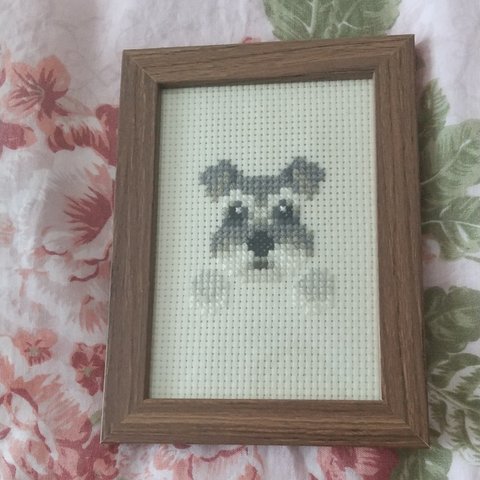 クロスステッチ刺繍ミニ額犬