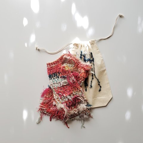 scrap yarn tetra bag (内袋付き)　テトラバッグ　ニットバッグ