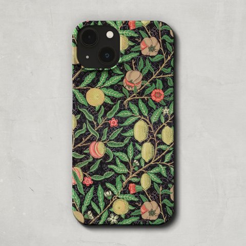 スマホケース / ウィリアム・モリス「フルーツパターン (1862)」 iPhone 全機種対応 iPhone14 Pro SE ウィリアム モリス フルーツ 果物 モモ レモン 植物 柄 レトロ