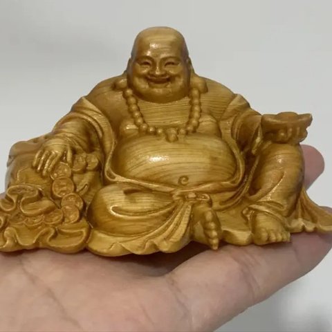 極上彫 木彫り 仏像 七福神 布袋様 彫刻 仏教工芸品 