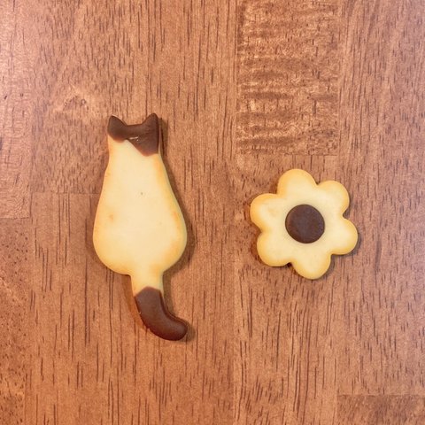 クッキーマグネット【猫と花】