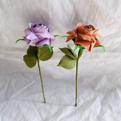 立体折り紙　ニ輪の薔薇　ブーケ　花