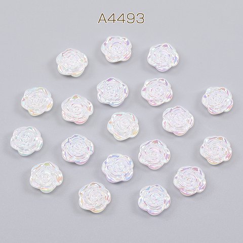 A4493  120個  アクリル貼付けパーツ アクリルカボション フラワー バラ 12mm オーロラカラー  3X（40ヶ）