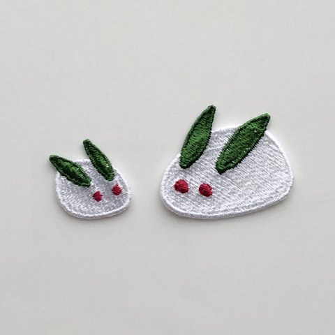 雪うさぎ 親子 刺繍シール ワッペン