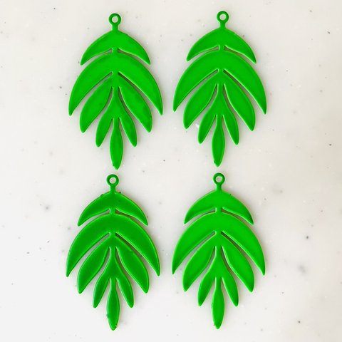 Neon Green Filigree Leaf Pendant Tops