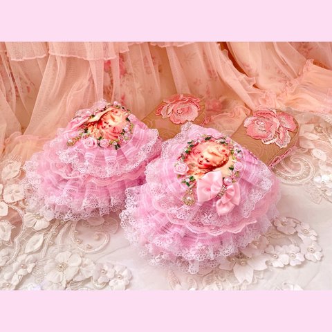 🌹Rococo🌹華やかレース・Room shoes・【マリーアントワネット】Pink・送料無料