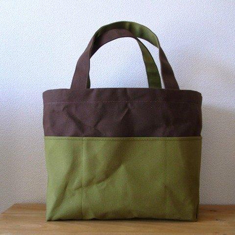 【受注製作】「bicolor tote M」 Brown × Green