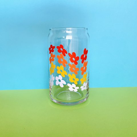 色が選べる【缶グラス】ゆらめくお花たち（今だけガラスストロー付き！）