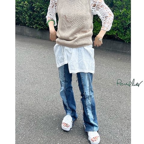 じいパンツ　peuplier remake jeans