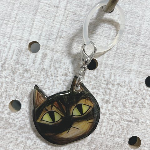 猫　サビ猫　アンブレラマーカー　ペットボトルマーカー　ペットボトル　傘　目印　ネコ　ねこ　キーホルダー　チャーム　アクセサリー　ピアス　イヤリング　かわいい　ハチワレ　三毛猫　ミケ　キャリコ　白猫