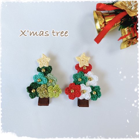 【 クリスマス限定 】クリスマスツリーのヘアクリップ　ベビー　キッズ　アクセサリー