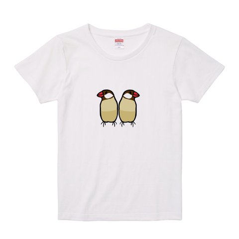 レディース文鳥Tシャツ  「おすまし文鳥」シナモン文鳥 【受注生産】