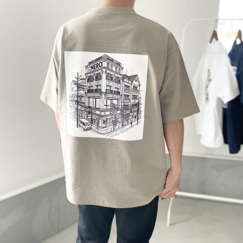 『2024新作』USAコットン バックプリントTシャツ ユニセックス 5色展開 【ベージュ】