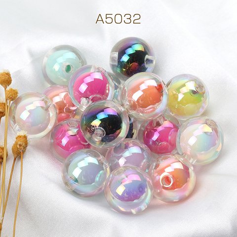 A5032  30個  アクリルビーズ 丸玉 メッキ加工 ミックスカラー 15mm  3 x（10ヶ）