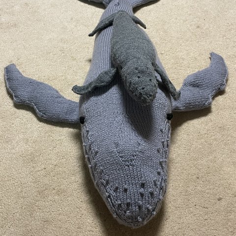 編み海洋生物ザトウクジラ魅力的かわいい編みぐるみ (赤ちゃんサイズ)　Knit Sea Creatures Humpback Whale Amigurumi (baby size)