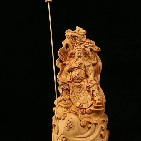 忠義関公 木の手彫り極上品  精密細工 木彫仏教

