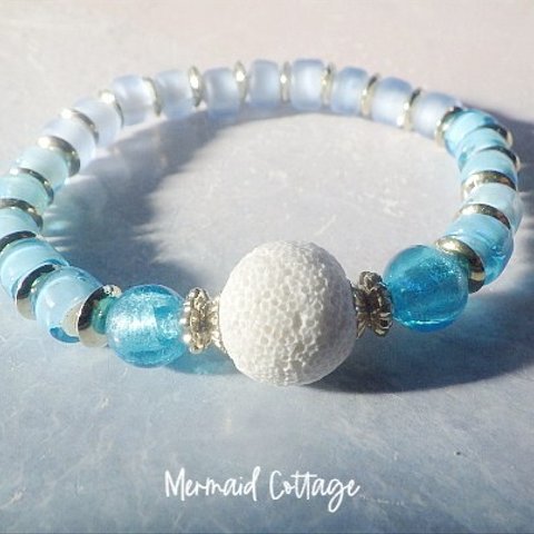 ＊To The Sea＊ Essential Oil Diffuser Bracelet ☆ホワイトハート☆アロマブレスレット