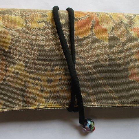 ６６０２　花柄の色大島紬で作った和風財布・ポーチ　#送料無料