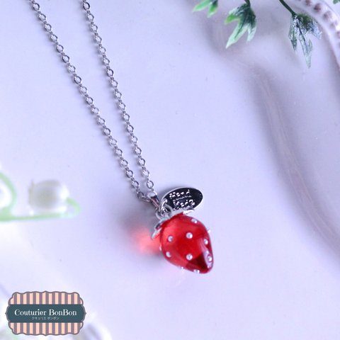 小粒いちごネックレス♡Red×Silver