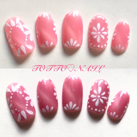 ジェル♡カメレオン×キャッツアイテラコッタnail