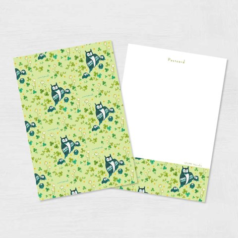 ポストカード（同柄2枚セット） フクロウと植物01