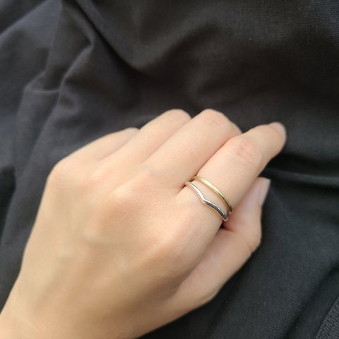 【Combination SET】K10 Basic RING × V RING（Silver925） ≪送料無料≫