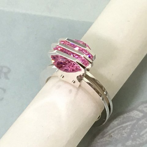 Three Parallel Lines CZ Ring<Order Production>