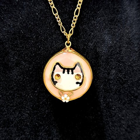 キジ白猫と桜のネックレス【送料込】